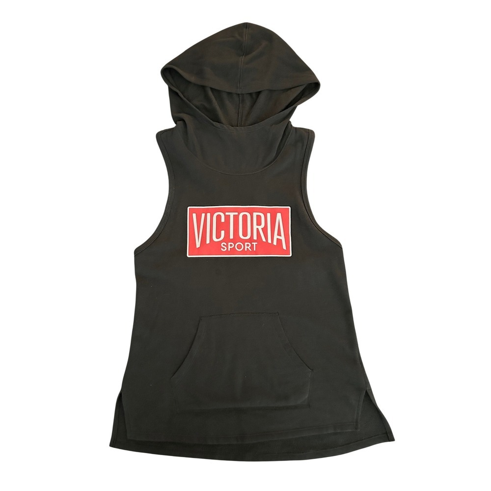 Victoria Sport Womens XS Black Sleeveless Hoodie Racerback Tank Top (1235)